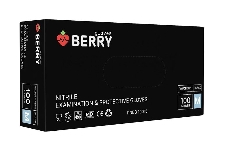 NITRILA CIMDI, Melni " Berry " , NEPŪDERĒTI, N100