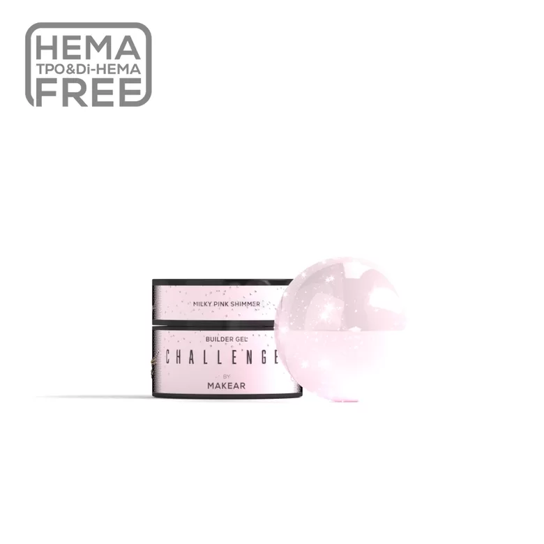 Gēls Makear, Challengel, Shimmer Milky Pink HG12 - builder gel 15ml