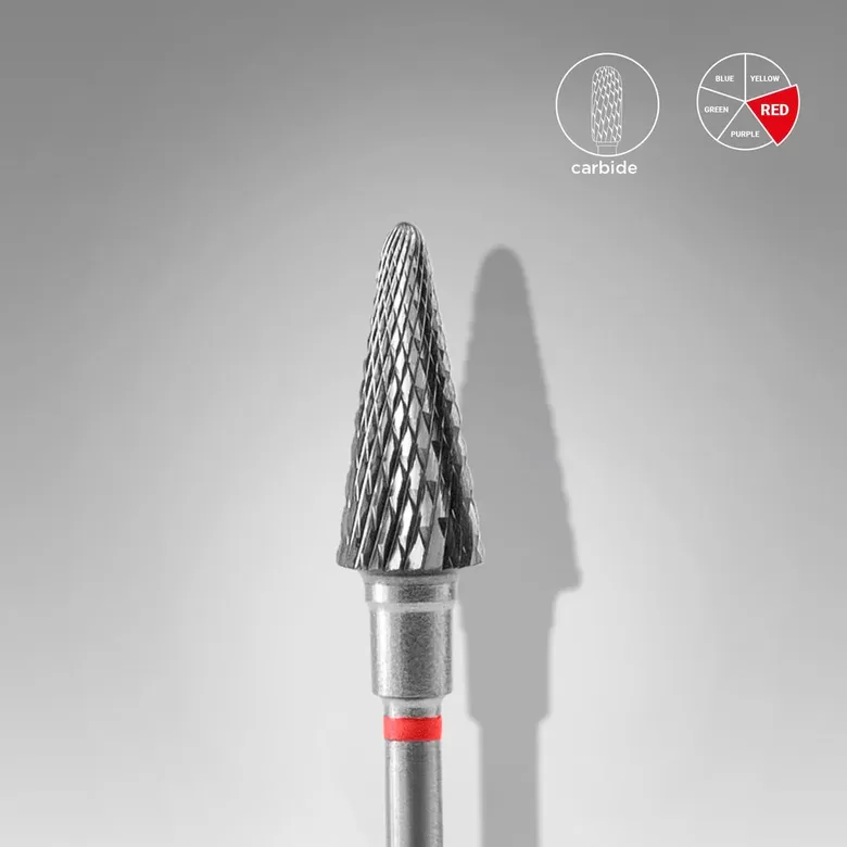 STALEKS Karbīda frēze konusveida noņemšanai sarkana, diametrs 6 mm / darba daļa 14 mm, FT71R060/14