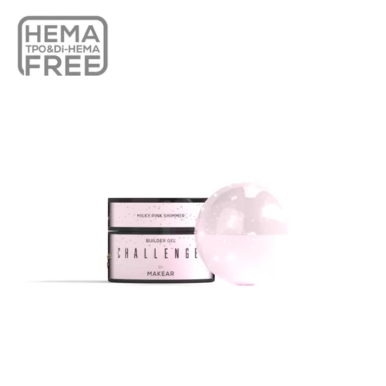 Gēls Makear, Challengel, Shimmer Milky Pink HG12 - builder gel 15ml