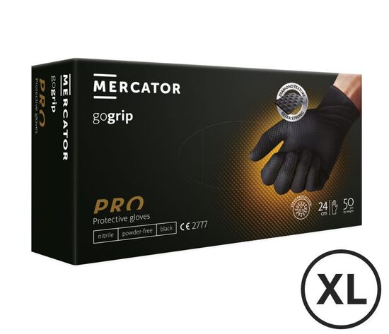 Melni nitrila cimdi autoservisam un rūpniecībai "Go Grip mercator", 50 gb, izmērs- XL