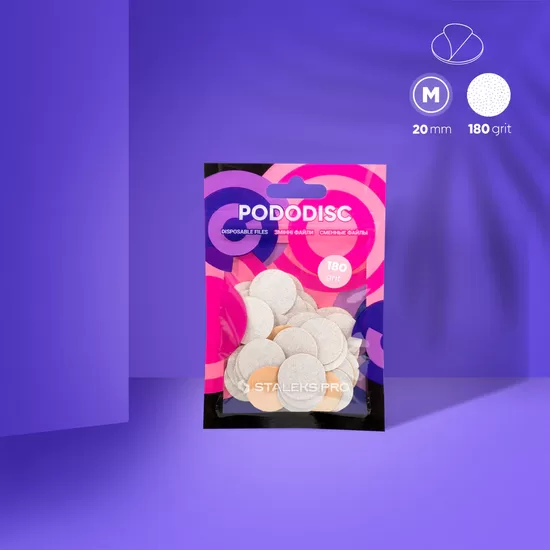 STALEKS Maināmi faili uz mīksta pamatā pedikīra diskam S 180 grit, balts (50 gb.), PDFS-15-180W