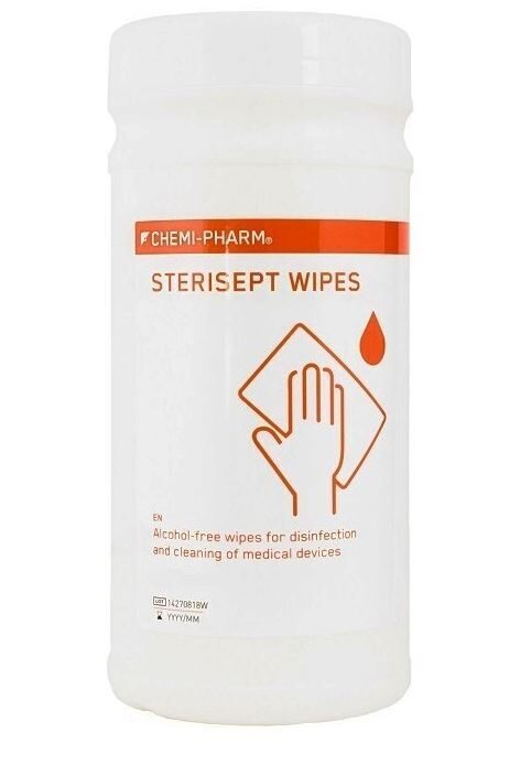 STERISEPT WIPES Chemi pharm- alkoholu nesaturošas medicīnas ierīču ātrās dezinfekcijas un tīrīšanas salvetes