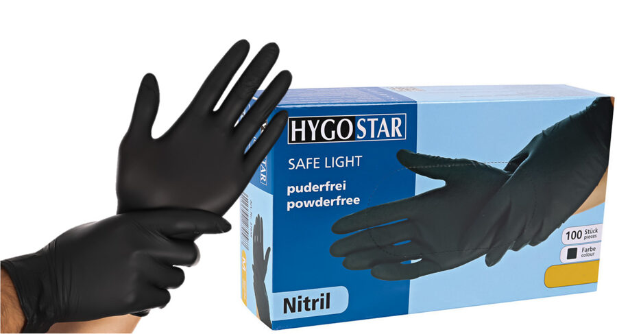 Nitrila cimdi "Safe light Hygostar" melni, 100 gb 